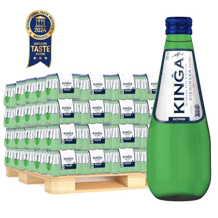 1512x Kinga Pienińska woda mineralna gazowana Zielona 0,33 l (cała paleta)