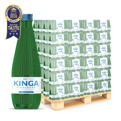 1512x Kinga Pienińska woda mineralna niegazowana Zielona szklana butelka 0,33 l (cała paleta)