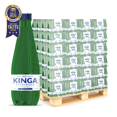 1512x Kinga Pienińska woda mineralna gazowana Zielona szklana butelka 0,33 l (cała paleta)