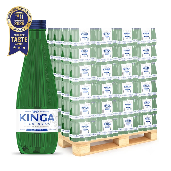 1512x Kinga Pienińska woda mineralna gazowana Zielona szklana butelka 0,33 l (cała paleta)