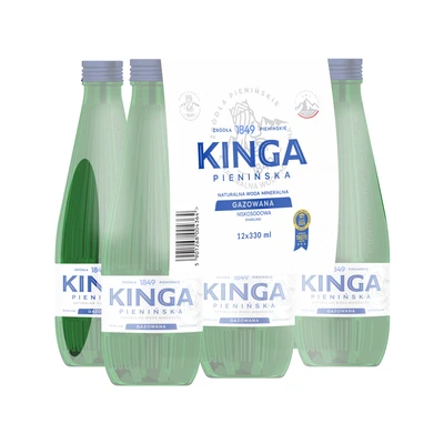 1512x Kinga Pienińska woda mineralna gazowana + niegazowana szklana butelka 0,33 l cała paleta