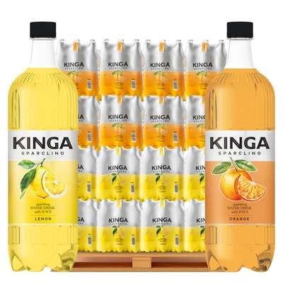 600x Kinga Sparclino Water Drink cytryna + pomarańcza 1 l (cała paleta)