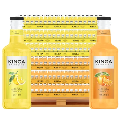1440x Kinga Sparclino Water Drink cytryna + pomarańcza 250 ml szkło (cała paleta)