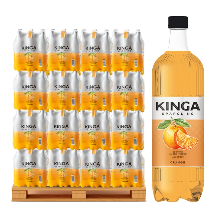 600x Kinga Sparclino Water Drink pomarańcza 1 l (cała paleta)