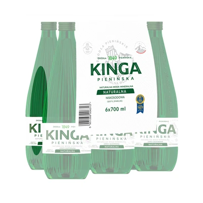 6x Kinga Pienińska woda mineralna naturalna Zielona szklana butelka 0,7 l